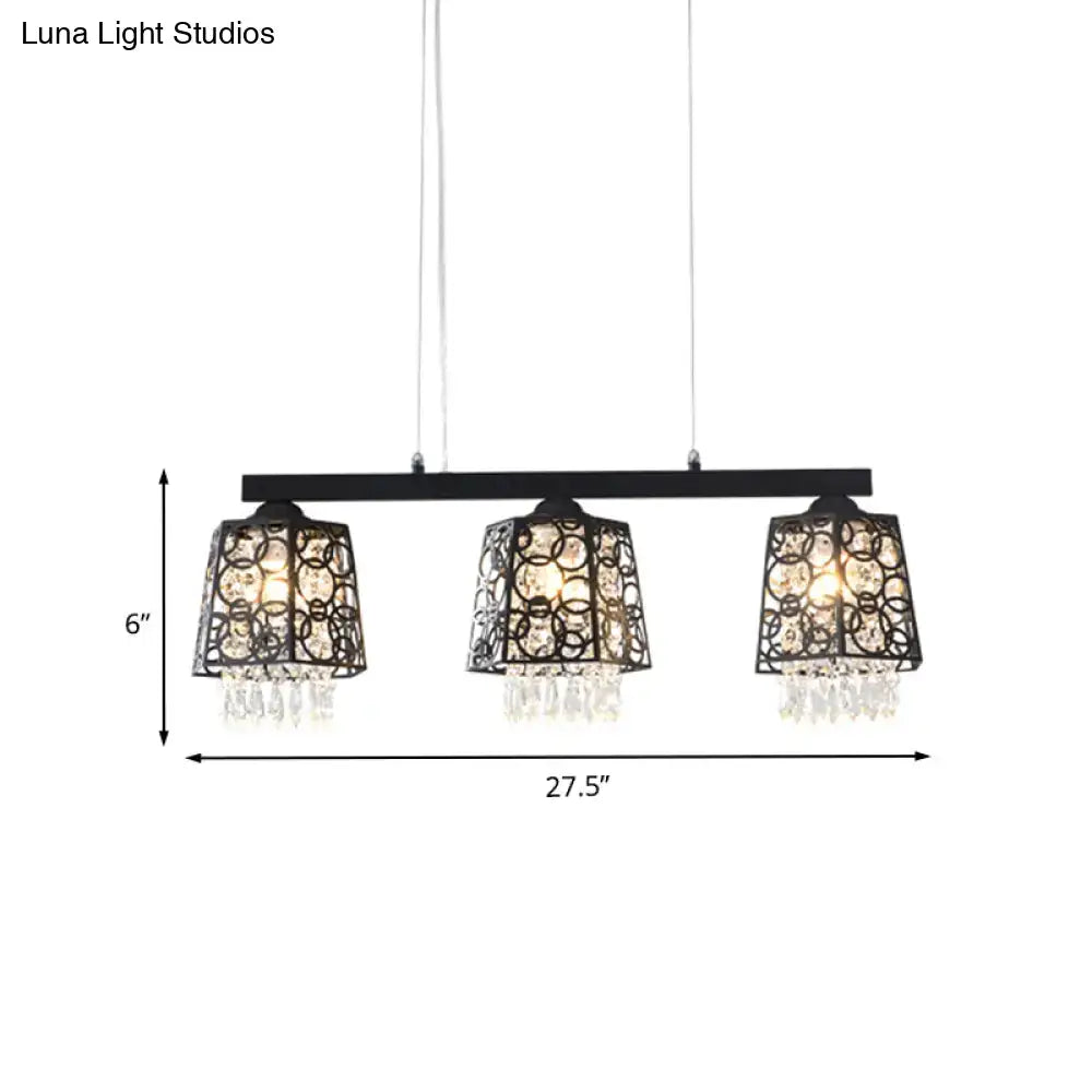 Modern black crystal droplet chandelier dining room light fixture