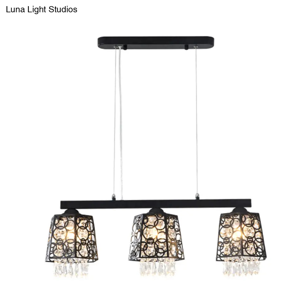 DecorBites™ Modern Black Crystal Droplet Pendant Light Fixture with 3 Hanging Heads - Ironic Shade