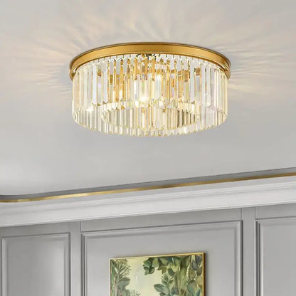 Modern black crystal flush mount ceiling light dining room chandelier