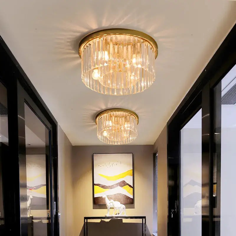 Modern black crystal flush mount ceiling light dining room chandelier