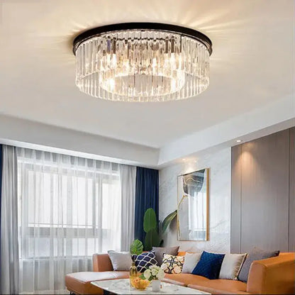 Modern black crystal flush mount ceiling light dining room chandelier
