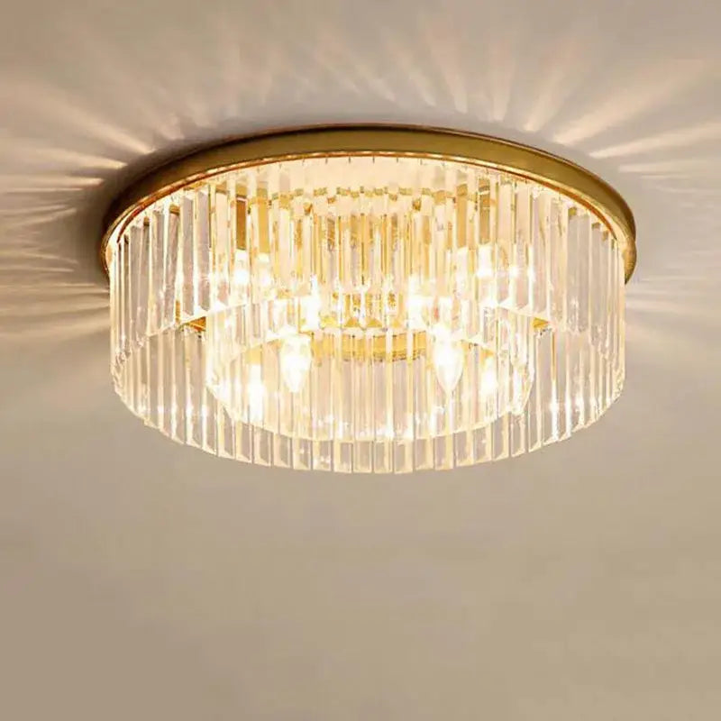 Modern black crystal flush mount ceiling light dining room chandelier
