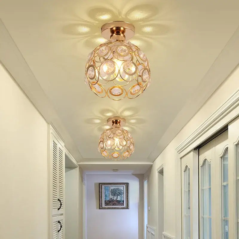 Modern black crystal flush mount ceiling light for hallway
