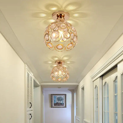 Modern black crystal flush mount ceiling light for hallway
