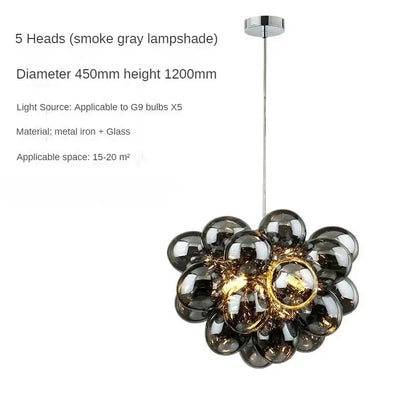 Modern black crystal grape chandelier dining room pendant light
