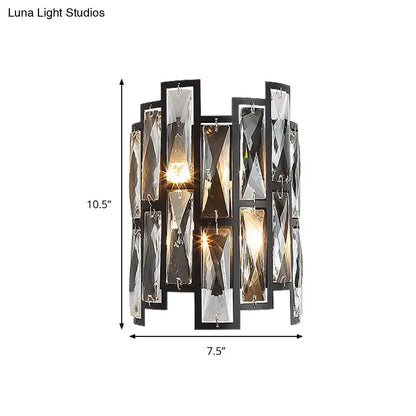 Modern black crystal half cylinder wall lamp living room sconce