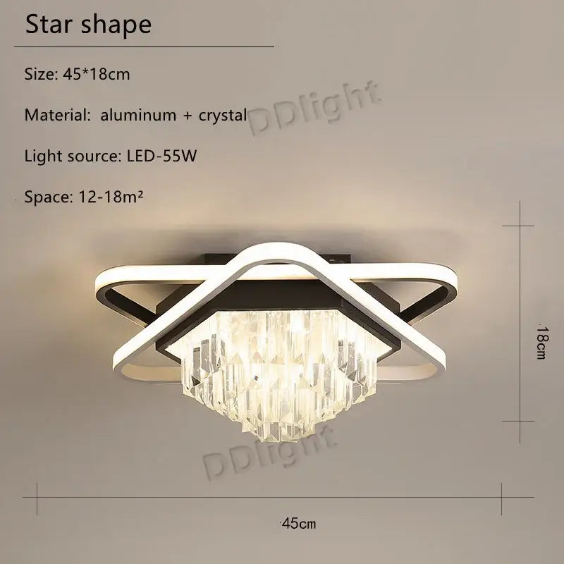 Modern black crystal industrial pendant chandelier set living room