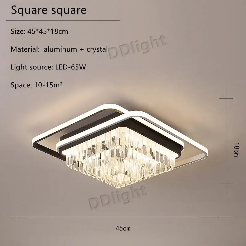 Modern black crystal industrial pendant chandelier set living room
