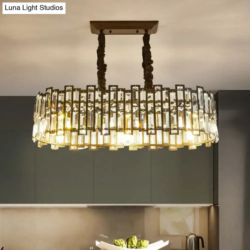 Modern black crystal island pendant light dining room oval chandelier