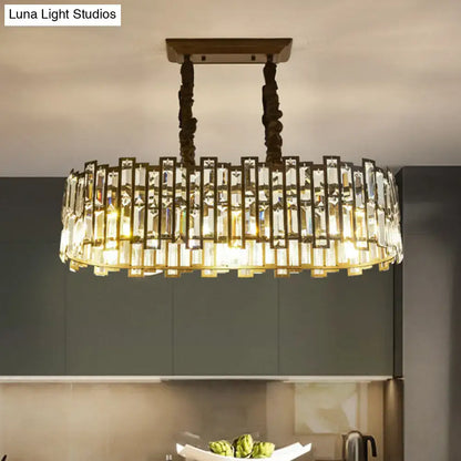 Modern black crystal island pendant light dining room oval chandelier