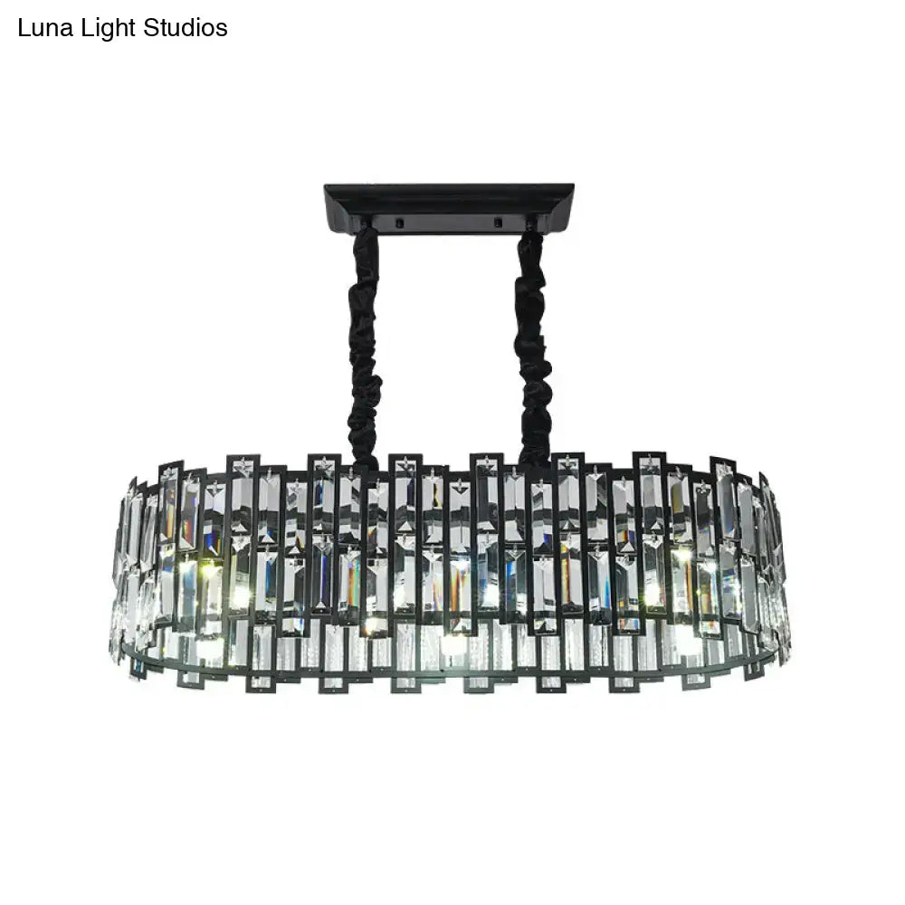 Modern black crystal island pendant light dining room oval chandelier