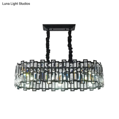 Modern black crystal island pendant light dining room oval chandelier