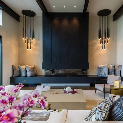 Modern black crystal led chandelier dining room pendant light