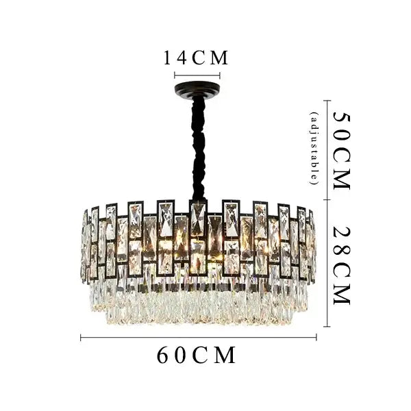 Modern black crystal led chandelier for living room