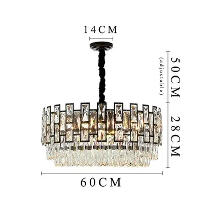 Modern black crystal led chandelier for living room