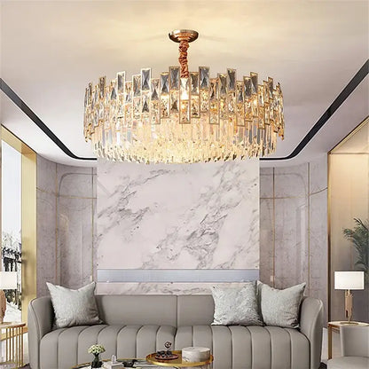 Modern black crystal led chandelier for living room