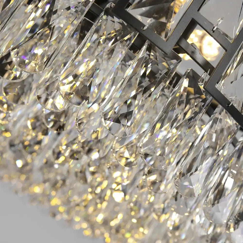 Modern black crystal led chandelier for living room