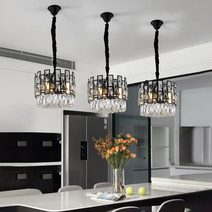 Modern black crystal led chandelier for living room