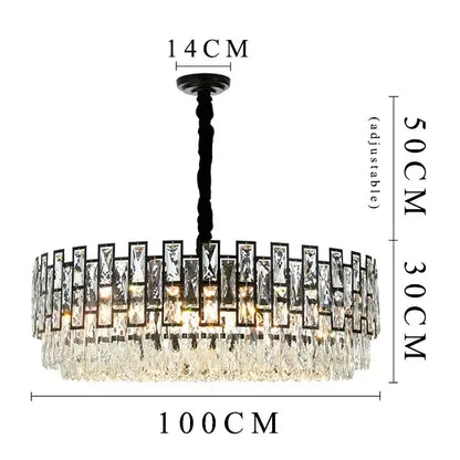 Modern black crystal led chandelier for living room