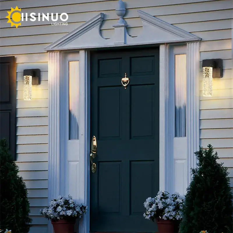 Modern black crystal led outdoor wall light garden sconce