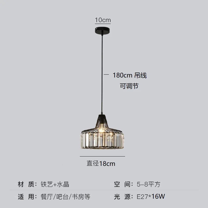 DecorBites™ Modern Black Crystal LED Pendant Chandelier