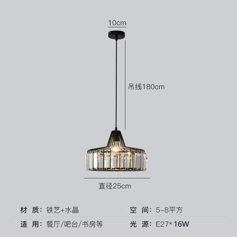 DecorBites™ Modern Black Crystal LED Pendant Chandelier