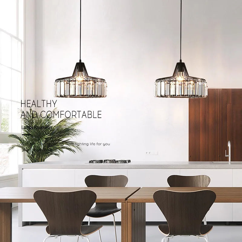 DecorBites™ Modern Black Crystal LED Pendant Chandelier