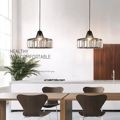 DecorBites™ Modern Black Crystal LED Pendant Chandelier