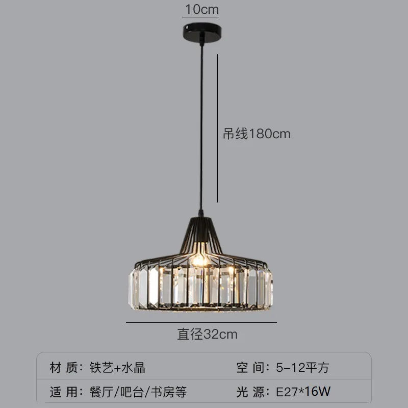 DecorBites™ Modern Black Crystal LED Pendant Chandelier