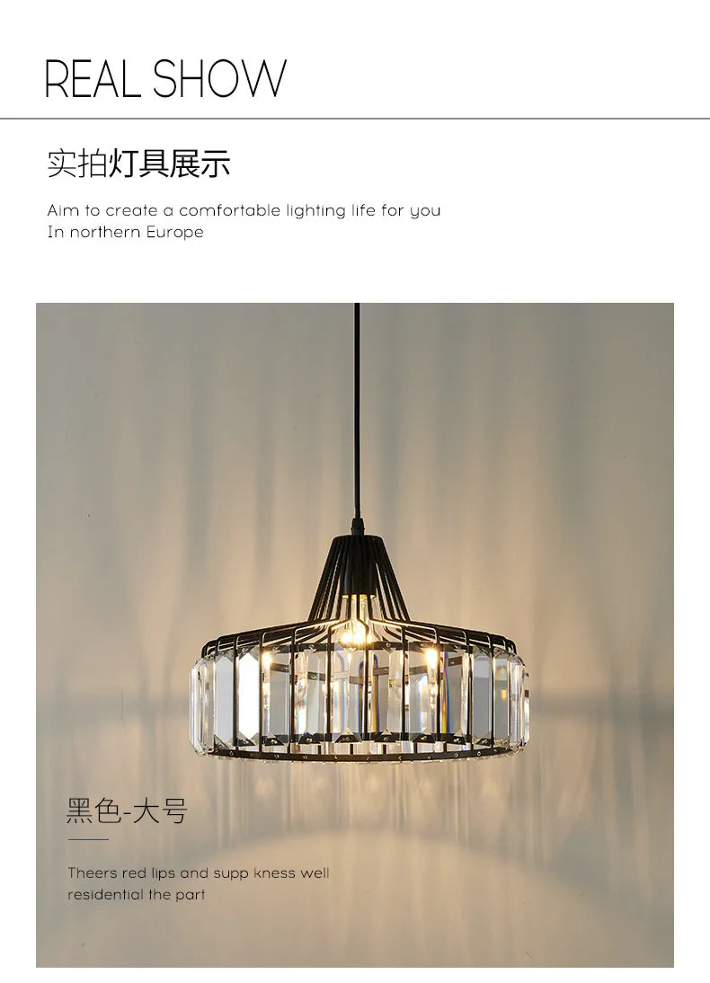 DecorBites™ Modern Black Crystal LED Pendant Chandelier