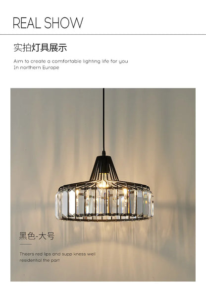 DecorBites™ Modern Black Crystal LED Pendant Chandelier