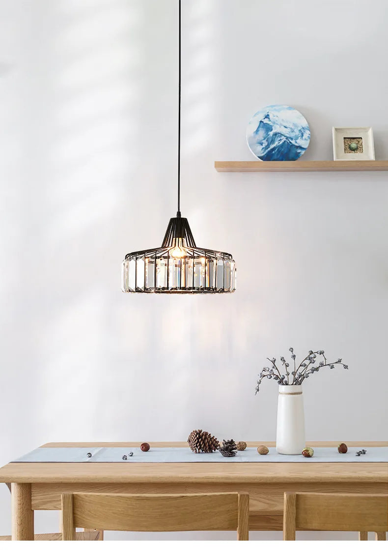 DecorBites™ Modern Black Crystal LED Pendant Chandelier