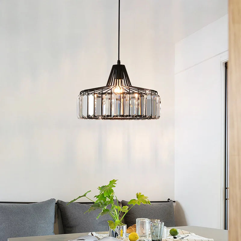 DecorBites™ Modern Black Crystal LED Pendant Chandelier