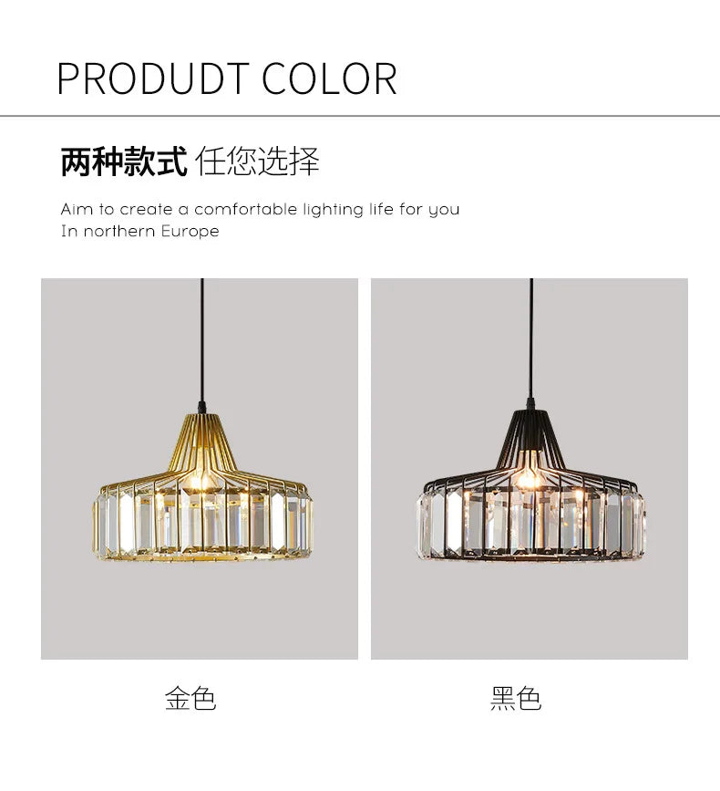 DecorBites™ Modern Black Crystal LED Pendant Chandelier