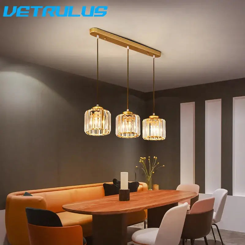 Modern black crystal led pendant chandelier for dining room