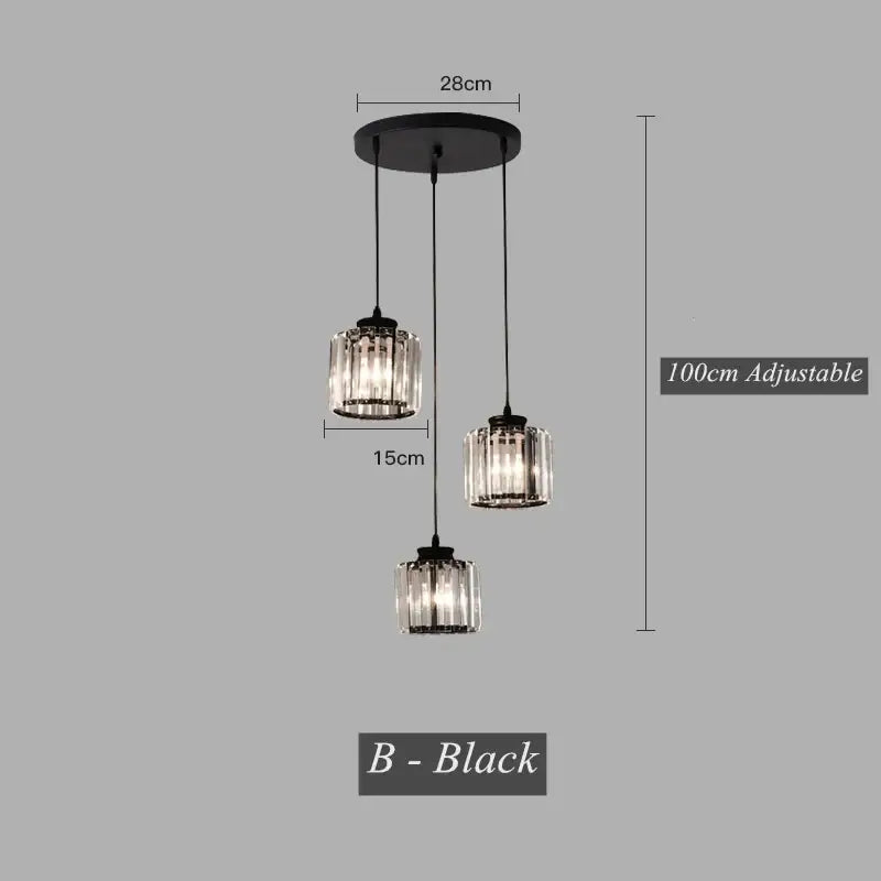 Modern black crystal led pendant chandelier for dining room