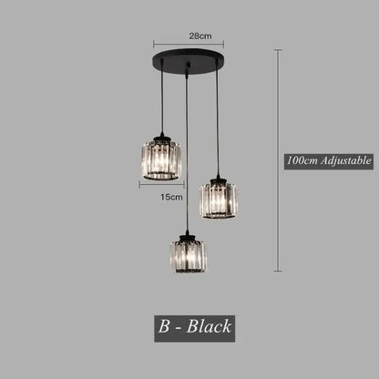 Modern black crystal led pendant chandelier for dining room