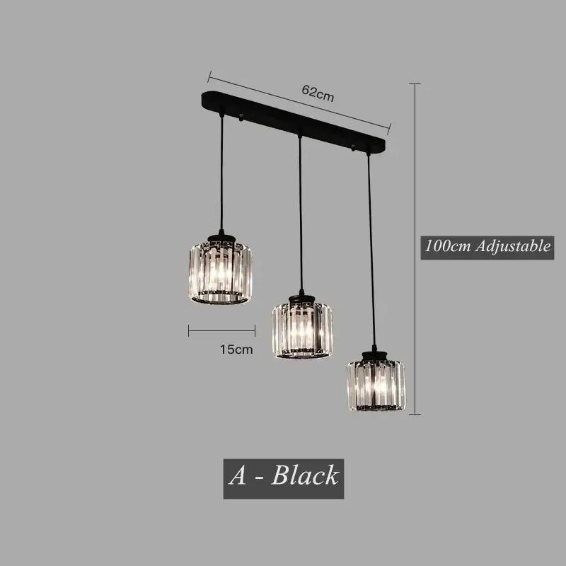 Modern black crystal led pendant chandelier for dining room