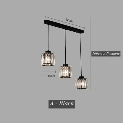 Modern black crystal led pendant chandelier for dining room