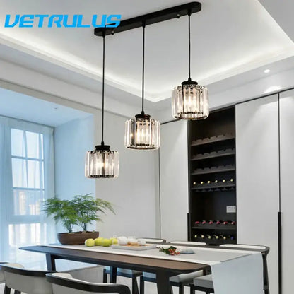 Modern black crystal led pendant chandelier for dining room