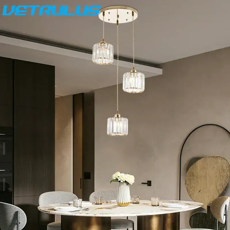Modern black crystal led pendant chandelier for dining room