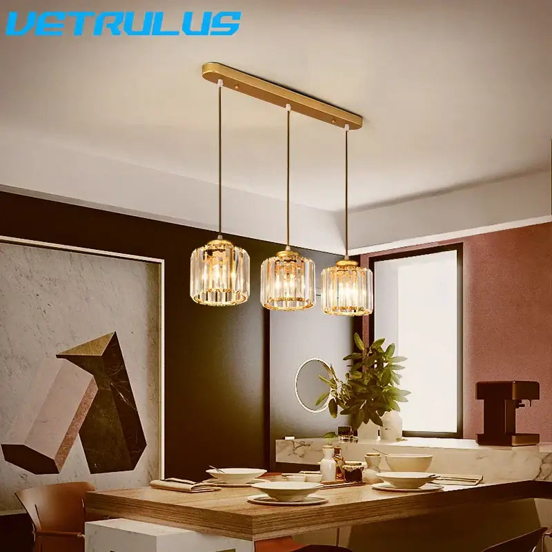 Modern black crystal led pendant chandelier for dining room