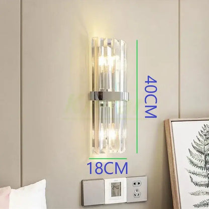 Modern black crystal led wall lights bedroom glass sconce