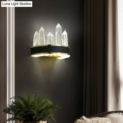Modern black crystal led wall sconce icicle shaped wall living room