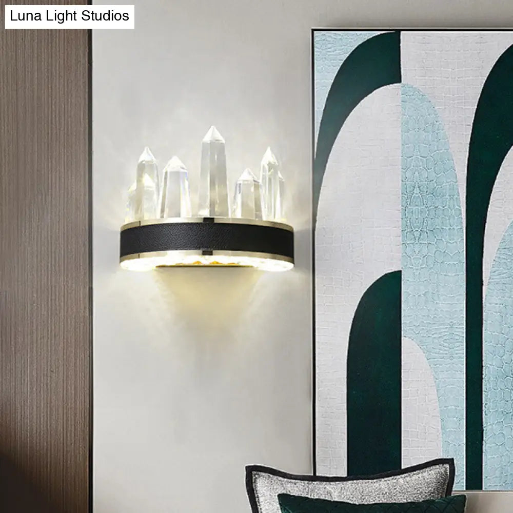 DecorBites™ Modern Black Crystal LED Wall Sconce Light - Icicle Shaped Wall Mount for Living Room