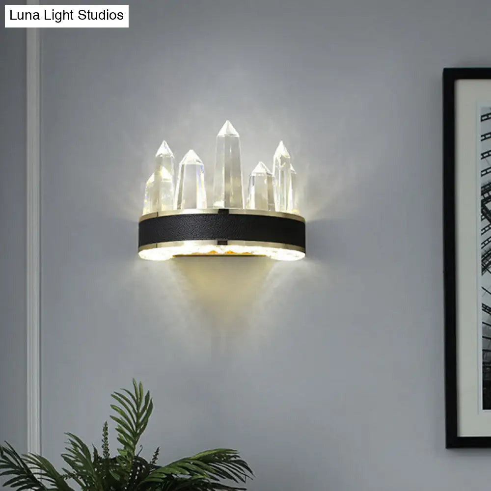 DecorBites™ Modern Black Crystal LED Wall Sconce Light - Icicle Shaped Wall Mount for Living Room
