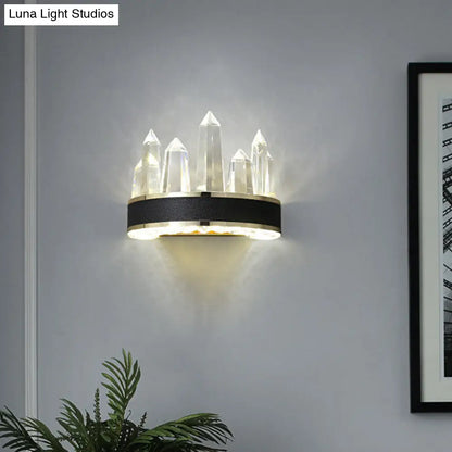 DecorBites™ Modern Black Crystal LED Wall Sconce Light - Icicle Shaped Wall Mount for Living Room