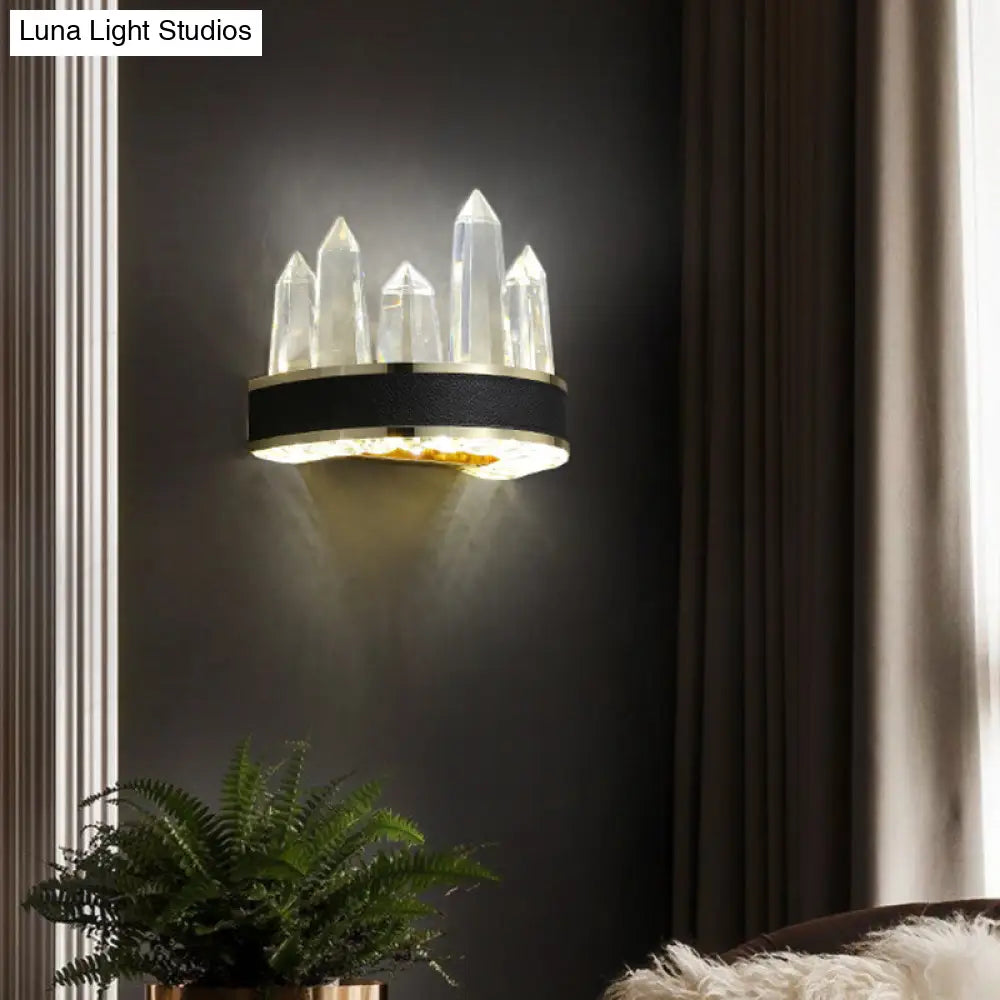 DecorBites™ Modern Black Crystal LED Wall Sconce Light - Icicle Shaped Wall Mount for Living Room