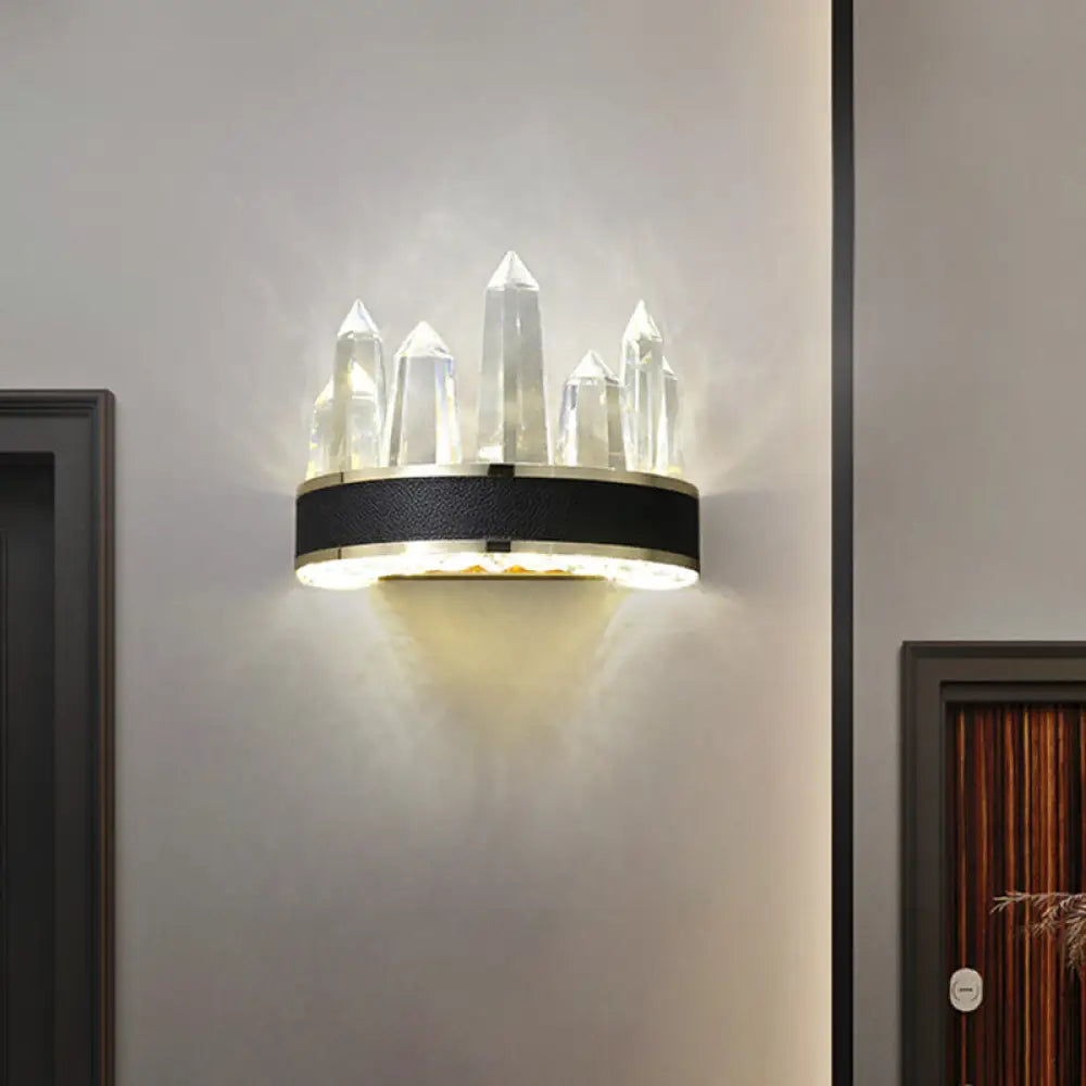 DecorBites™ Modern Black Crystal LED Wall Sconce Light - Icicle Shaped Wall Mount for Living Room
