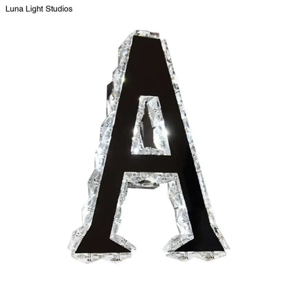 Modern black crystal letter a wall sconce bedroom white warm natural light